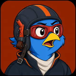 Flare Pilot avatar — a cartoon bird pilot portrait from the game