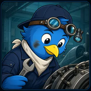 Gear Head avatar — a cartoon bird pilot portrait from the game