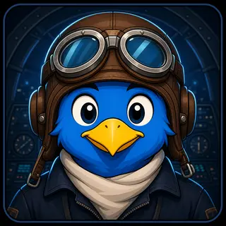 Helmet Core avatar — a cartoon bird pilot portrait from the game