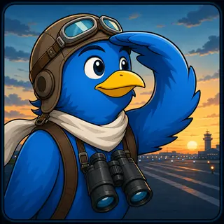 Horizon Watcher avatar — a cartoon bird pilot portrait from the game
