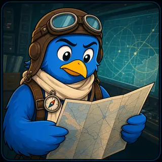 Map Reader avatar — a cartoon bird pilot portrait from the game