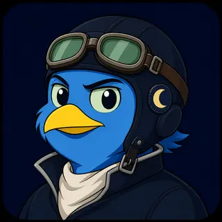 Night Navigator avatar — a cartoon bird pilot portrait from the game