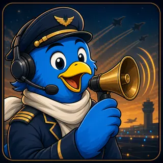 Sky Herald avatar — a cartoon bird pilot portrait from the game