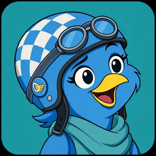 Wingmate avatar — a cartoon bird pilot portrait from the game
